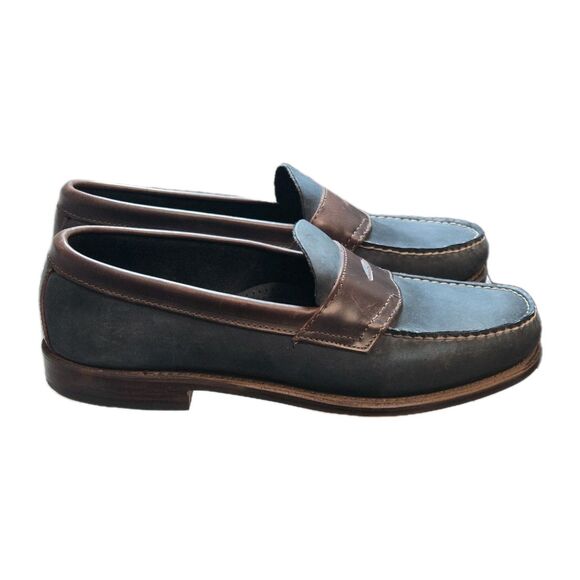 GH Bass Weejuns Logan Leather Penny Loafers Mens Sz 10 D Blue / Brown Flat Strap main image 6